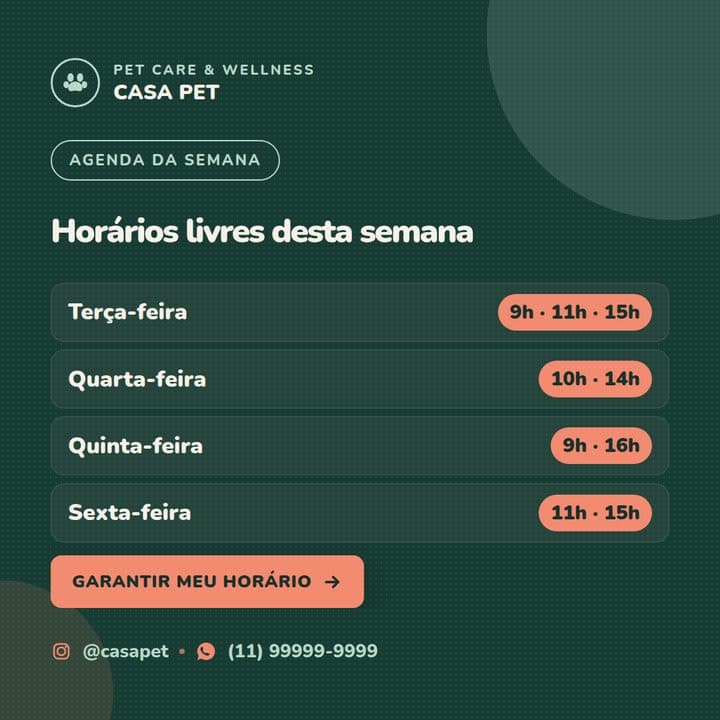 Post com horários livres da semana