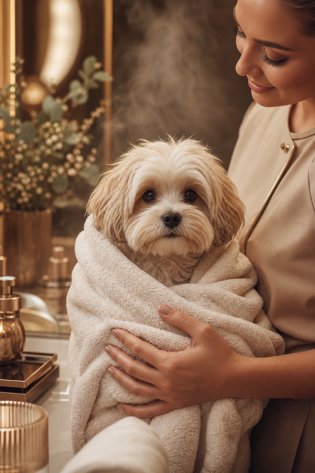 Pet em atendimento de spa no Bosque dos Pets